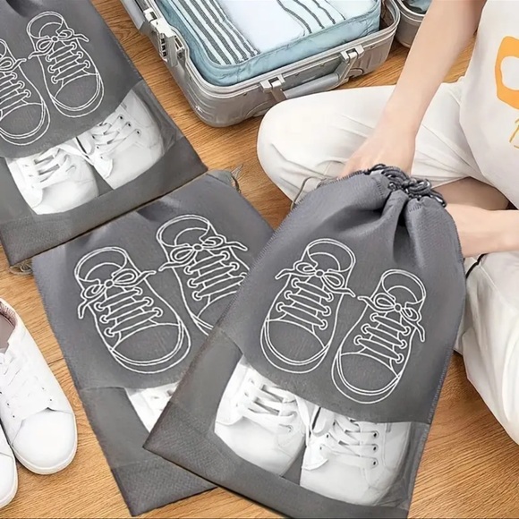 Shoe Storage Bags, NEW, Travel Shoe Protection, Gray, Set of 5 - Picture 6 of 7